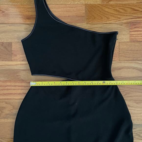 Vtg Y2K Cache One Shoulder Cut Out Maxi Dress 12 Black Split Formal Evening Gown - Picture 7 of 10